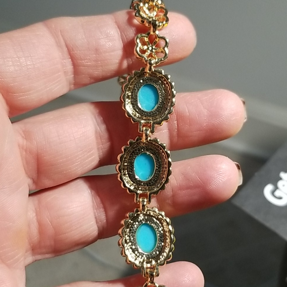 EB costume gold turquoise jewelry set - Picture 6 of 10